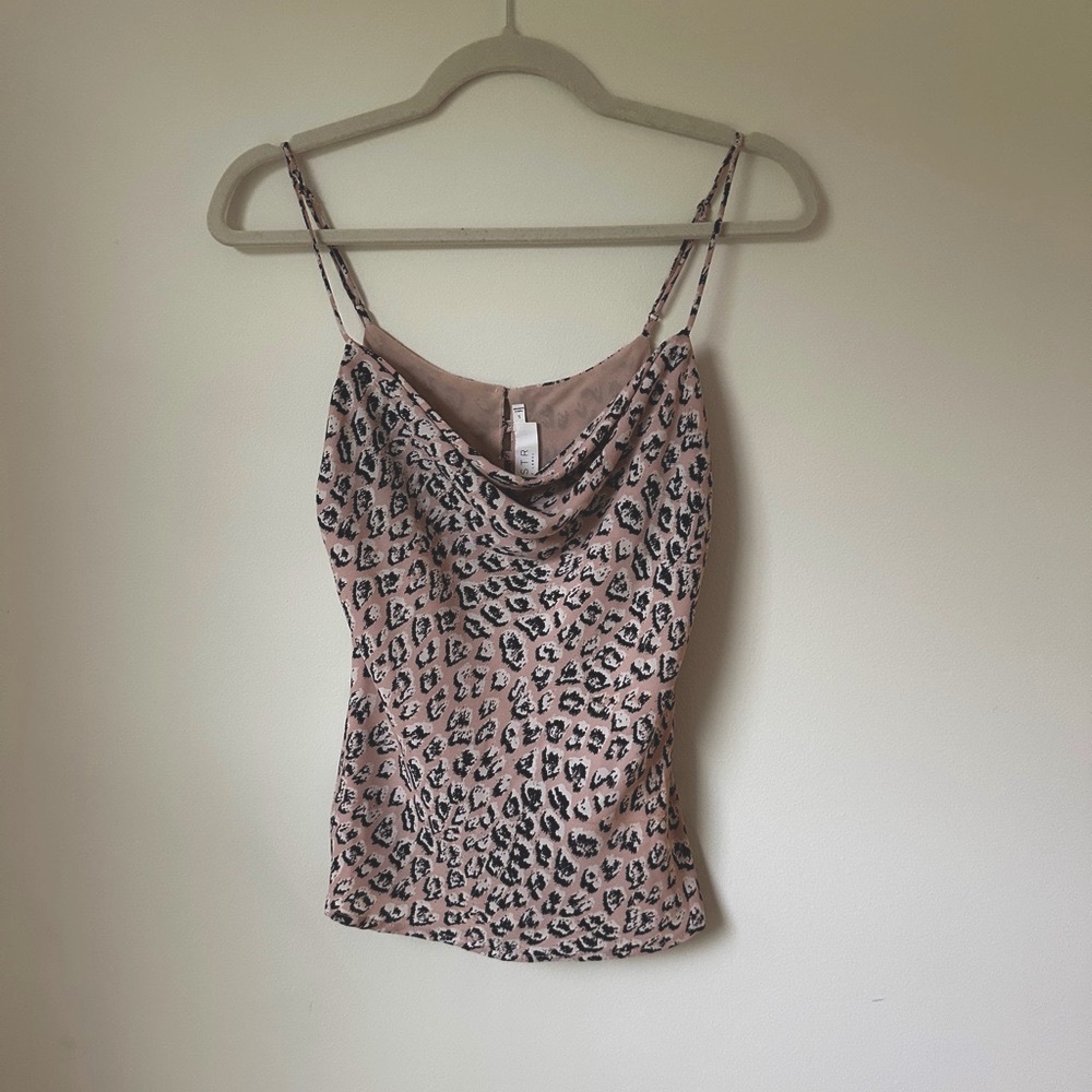 ASTR the Label Cowl Drape Adjustable Camisole with buttons BLUSH LEOPARD - Picture 2 of 9